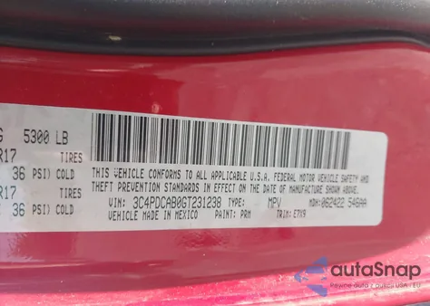 2016 Dodge Journey Se from USA, damaged, VIN 3C4PDCAB0GT231238